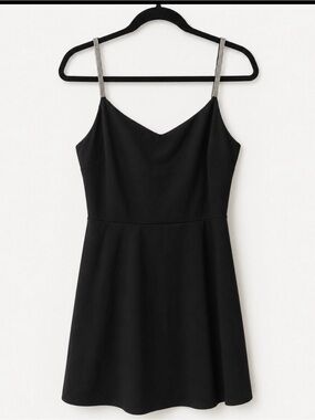 Limité Black Rhinestone Strap Mini Dress Size L/G